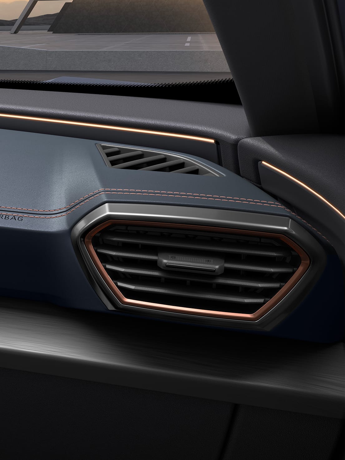 new cupra formentor compact suv copper detailing around air vents