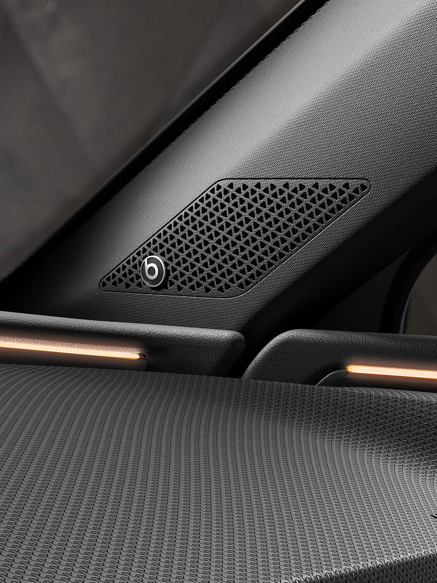 BeatsAudio speakers of the new CUPRA Leon five doors ehybrid compact sports Car interior view