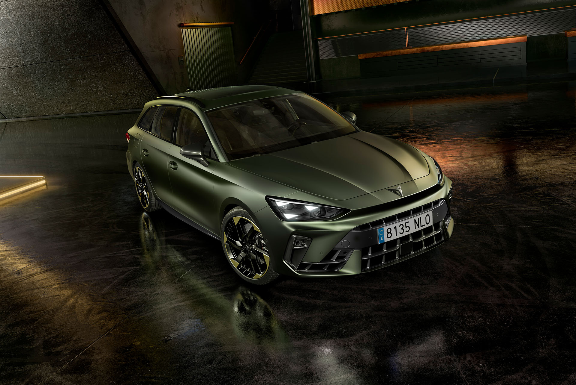CUPRA Leon SP Tribe Edition parked in a dark garage with hints of light.